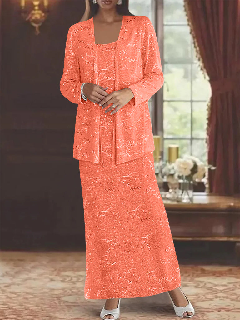Vestidos de gasa para madre de la novia con lentejuelas y chaqueta
