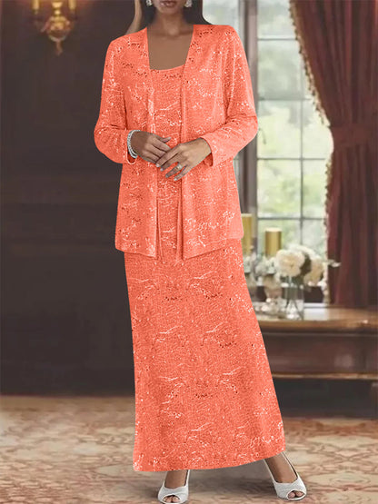 Chiffon-Kleider für die Brautmutter mit Pailletten und Jacke 