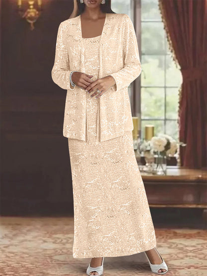 Chiffon-Kleider für die Brautmutter mit Pailletten und Jacke 