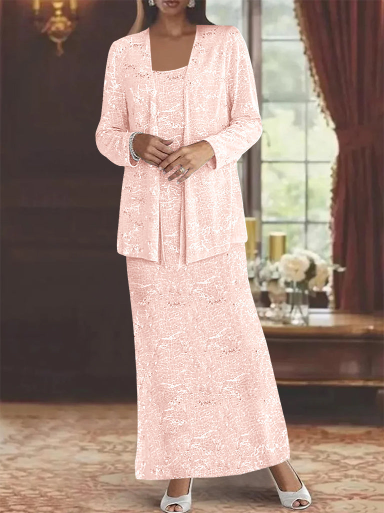 Vestidos de gasa para madre de la novia con lentejuelas y chaqueta