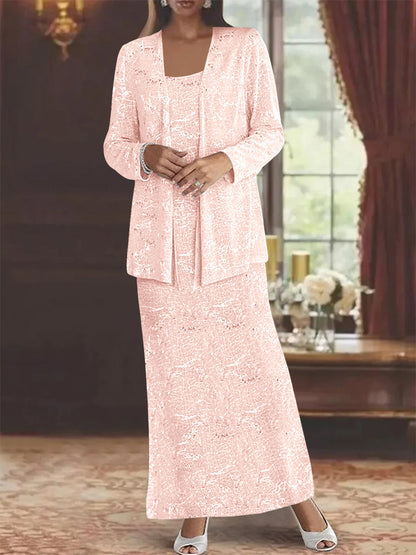 Chiffon-Kleider für die Brautmutter mit Pailletten und Jacke 