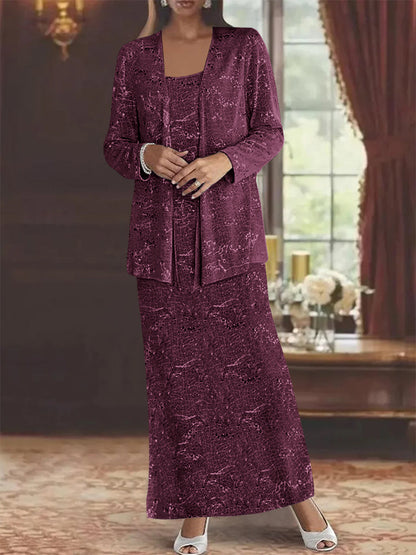 Chiffon-Kleider für die Brautmutter mit Pailletten und Jacke 