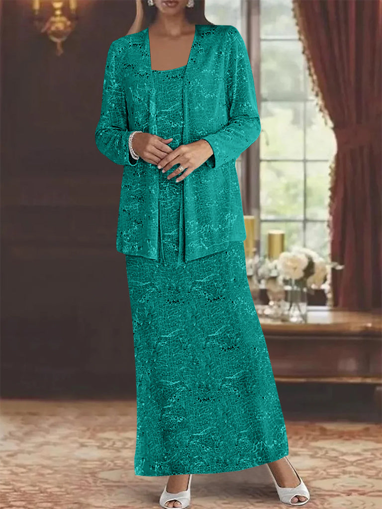 Vestidos de gasa para madre de la novia con lentejuelas y chaqueta