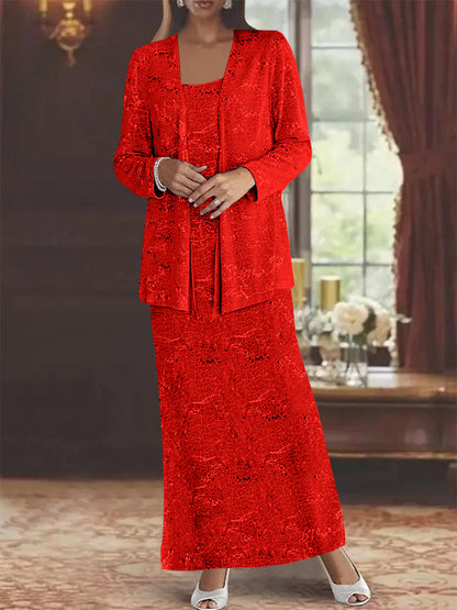 Chiffon-Kleider für die Brautmutter mit Pailletten und Jacke 