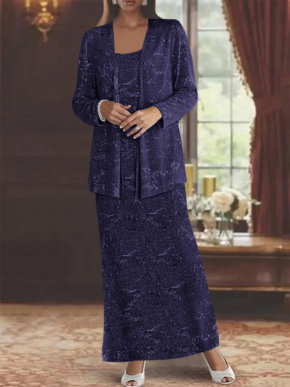 Chiffon-Kleider für die Brautmutter mit Pailletten und Jacke 
