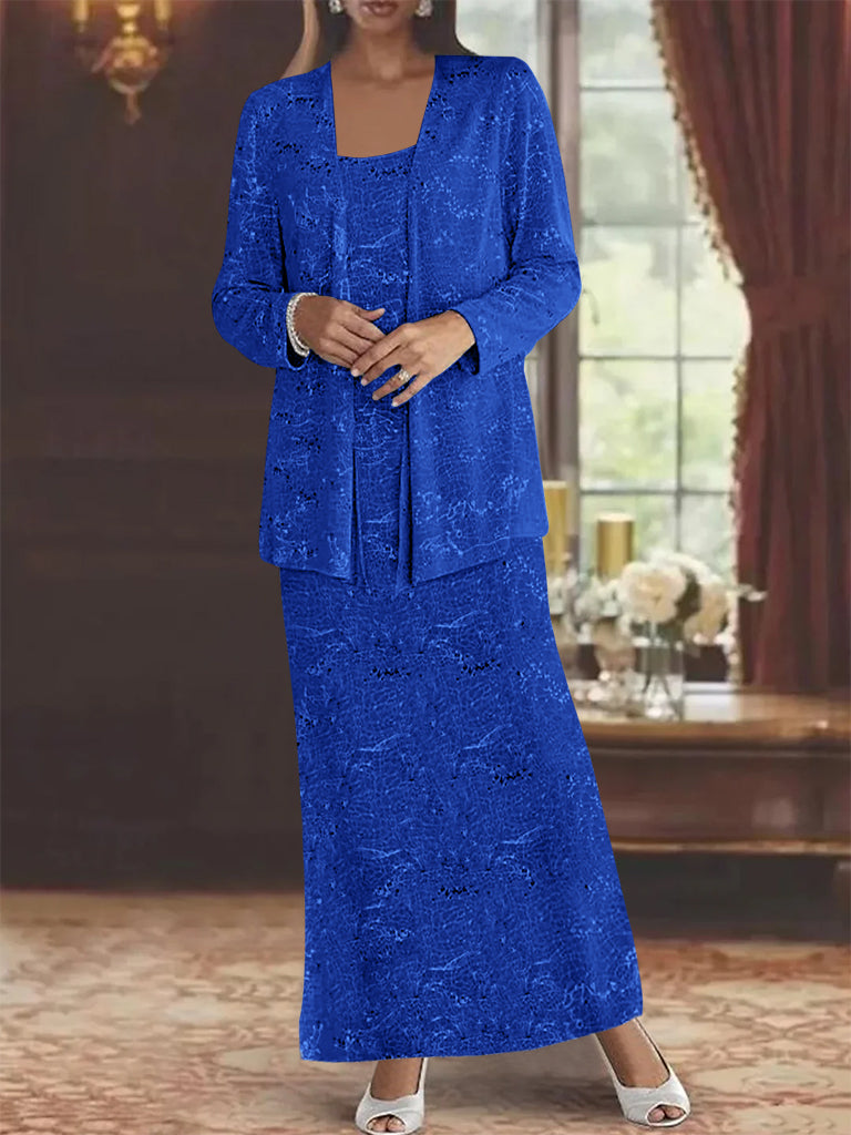Vestidos de gasa para madre de la novia con lentejuelas y chaqueta