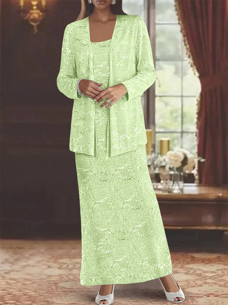 Vestidos de gasa para madre de la novia con lentejuelas y chaqueta
