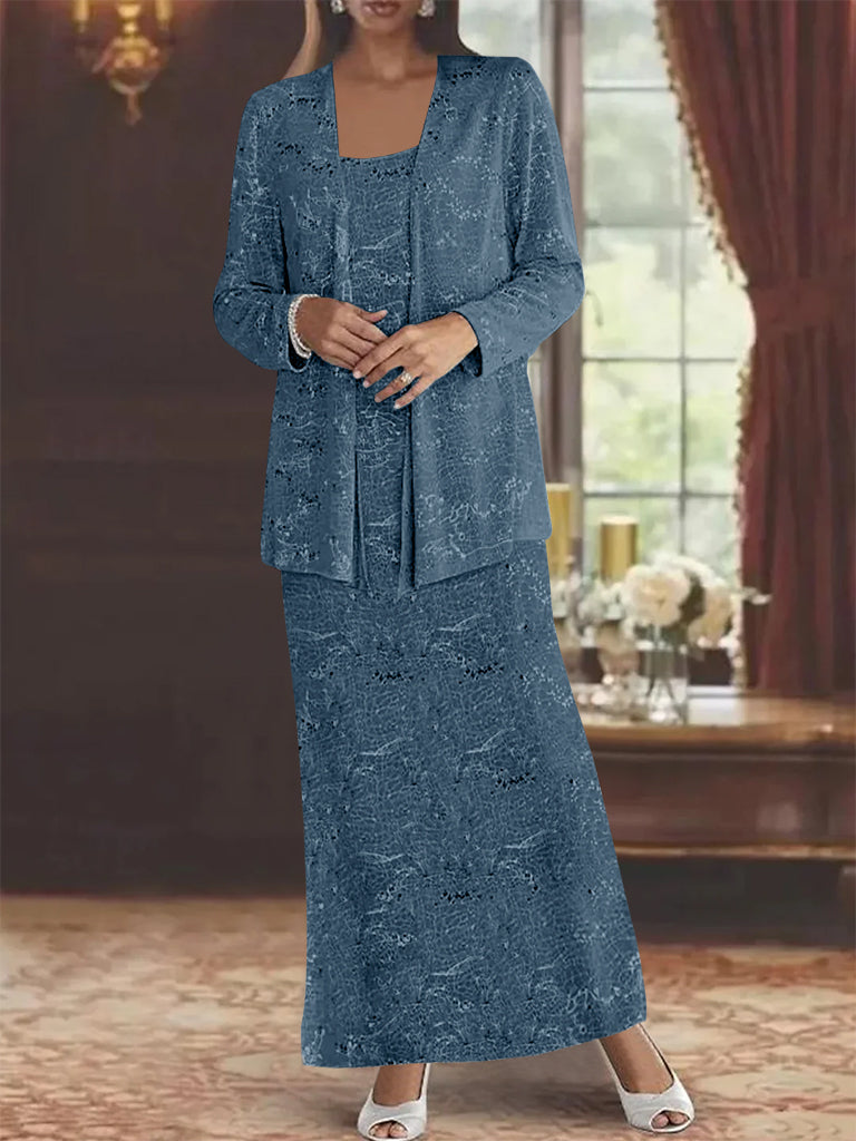 Vestidos de gasa para madre de la novia con lentejuelas y chaqueta