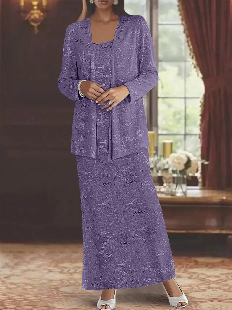 Vestidos de gasa para madre de la novia con lentejuelas y chaqueta