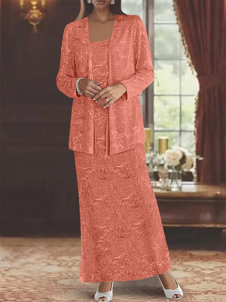 Vestidos de gasa para madre de la novia con lentejuelas y chaqueta