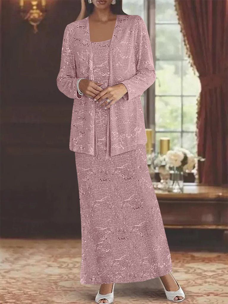 Vestidos de gasa para madre de la novia con lentejuelas y chaqueta