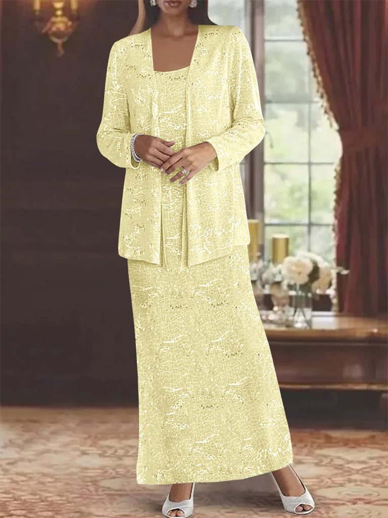 Vestidos de gasa para madre de la novia con lentejuelas y chaqueta