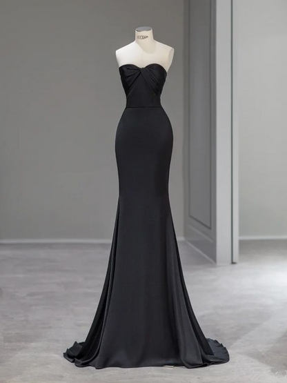 Schwarzes Meerjungfrau-Langballkleid, Charmantes Abendkleid Y2038