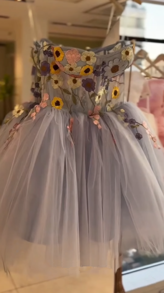 Hübsches A-Linien-Heimkehrkleid mit Tüllapplikationen, blau, kurz, Geburtstagspartykleid Y8513