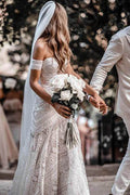 Roycebridal Sweetheart Neck Lace Beach Ivory Rustic Boho Wedding Dresses,MW267