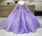 Lujoso vestido de fiesta lavanda con mariposas, vestido de quinceañera Y6755