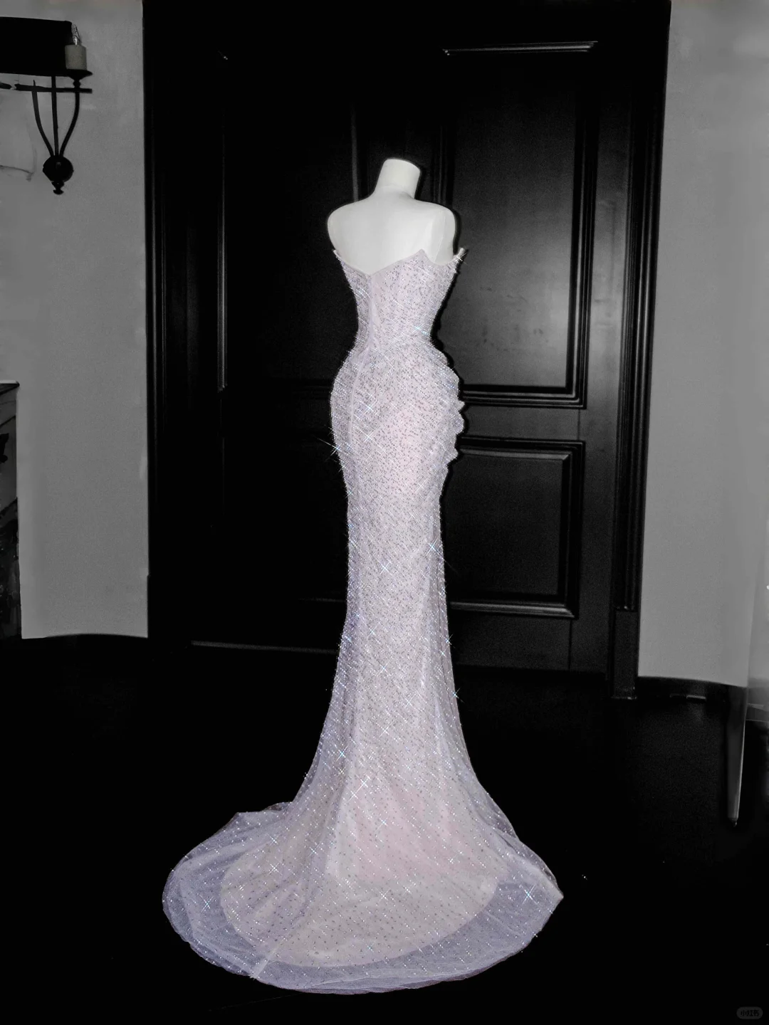 Glitzerndes lila Tüll-Ballkleid mit Perlen, trägerlos, Meerjungfrau-Abendkleid Y8664