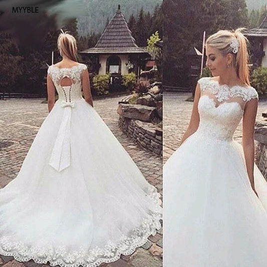 MYYBLE Real Photo Backless Cap Sleeves Bohemian Modern Wedding Dresses 2022 Plus Size Custom Made Vestido De Noiva Wedding Dress-payinti
