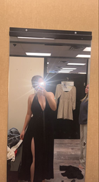 Vestido de noche negro sexy con escote en V y corte en A, vestido de noche negro Y6877