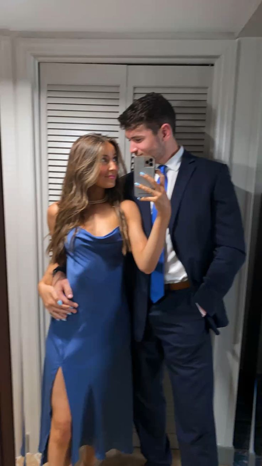 Sexy Blue Midi-length Evening Dress Blue Party Dress Y5035