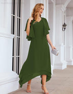 Vestidos de gasa para madre de la novia, tallas grandes, con chaqueta, vestidos formales para boda, SY28073 