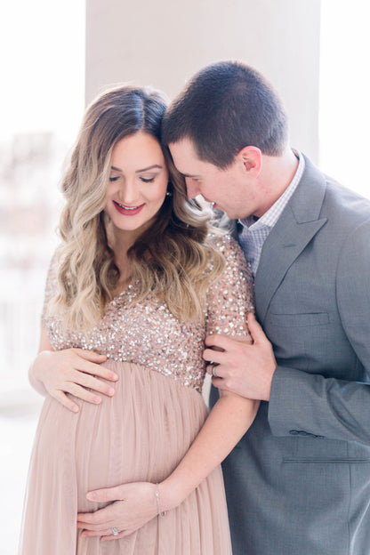 Sequin Pink Maternity Dress SY047