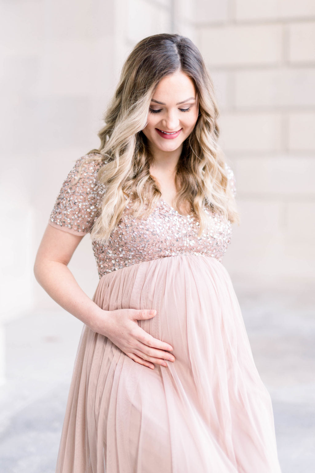 Sequin Pink Maternity Dress SY047