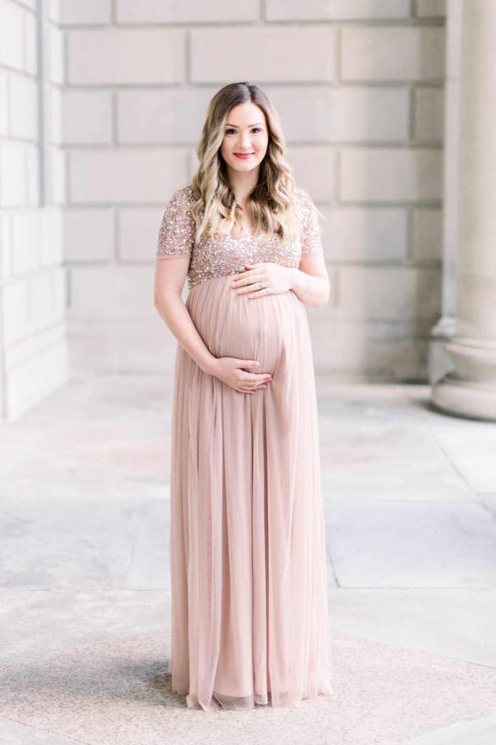 Sequin Pink Maternity Dress SY047