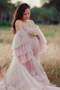 Blush Sweetheart Maternity Robe for Photoshoot with Spaghetti Strap SY005