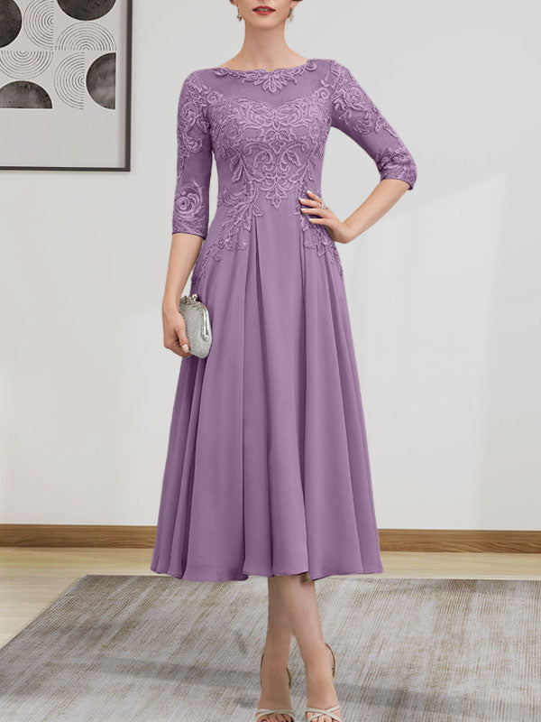 Vestido de gasa con encaje, corte A, ilusión, largo hasta la rodilla, para madre de la novia, con lentejuelas y abalorios