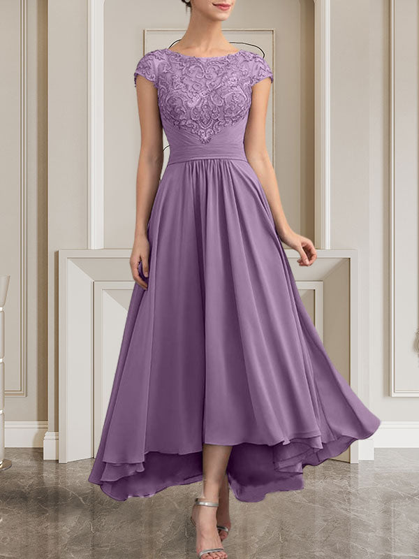 Vestido de gasa con encaje y lentejuelas para madre de la novia, corte A, largo hasta el suelo