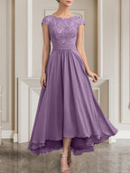 Vestido de gasa con encaje y lentejuelas para madre de la novia, corte A, largo hasta el suelo