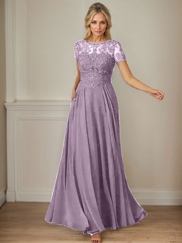 Dunkelmarineblaues A-Linien-Chiffonkleid mit U-Boot-Ausschnitt und Pailletten 