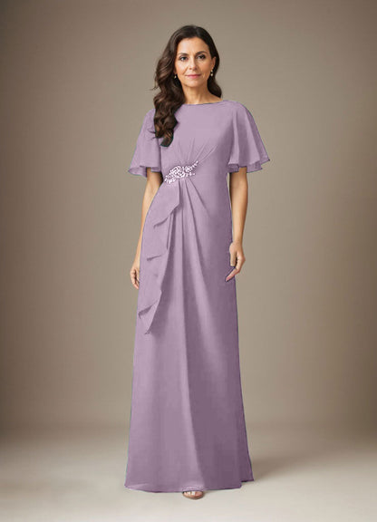Dunkelmarineblaues Etuikleid aus Chiffon mit Perlen