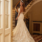 Mermaid Wedding Dresses 2023 Women's Sexy V-neck Lace Applique Spaghetti Shoulder Strap Vestido De Novia Bridal Gowns Backless-payinti