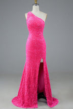 Meerjungfrau Glitzer One-Shoulder Rückenfreies Ballkleid mit Pailletten PSK386