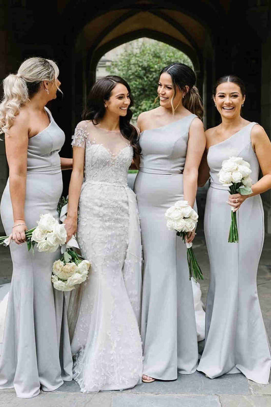 Light Grey Mermaid Bridesmaid Dress SCB61