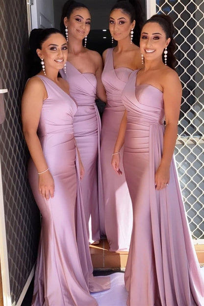 Mermaid One Shoulder Long Bridesmaid Dress SCB27
