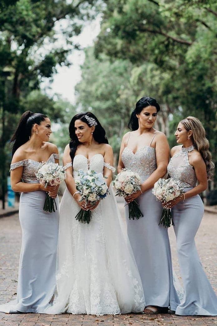 Mermaid Sequins Lilac Long Bridesmaid Dress SCB30