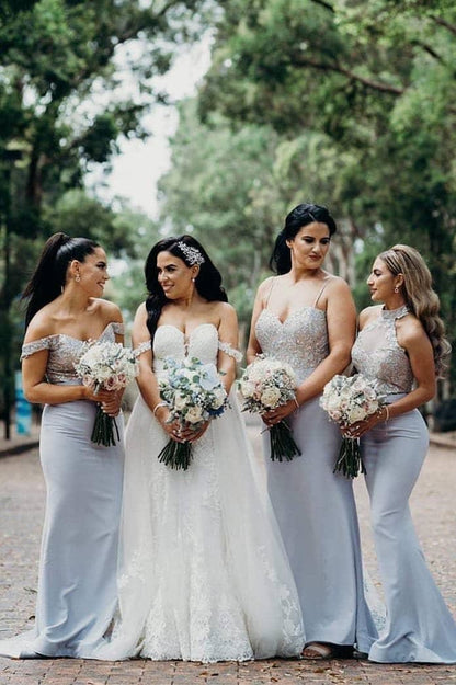 Mermaid Sequins Lilac Long Bridesmaid Dress SCB30