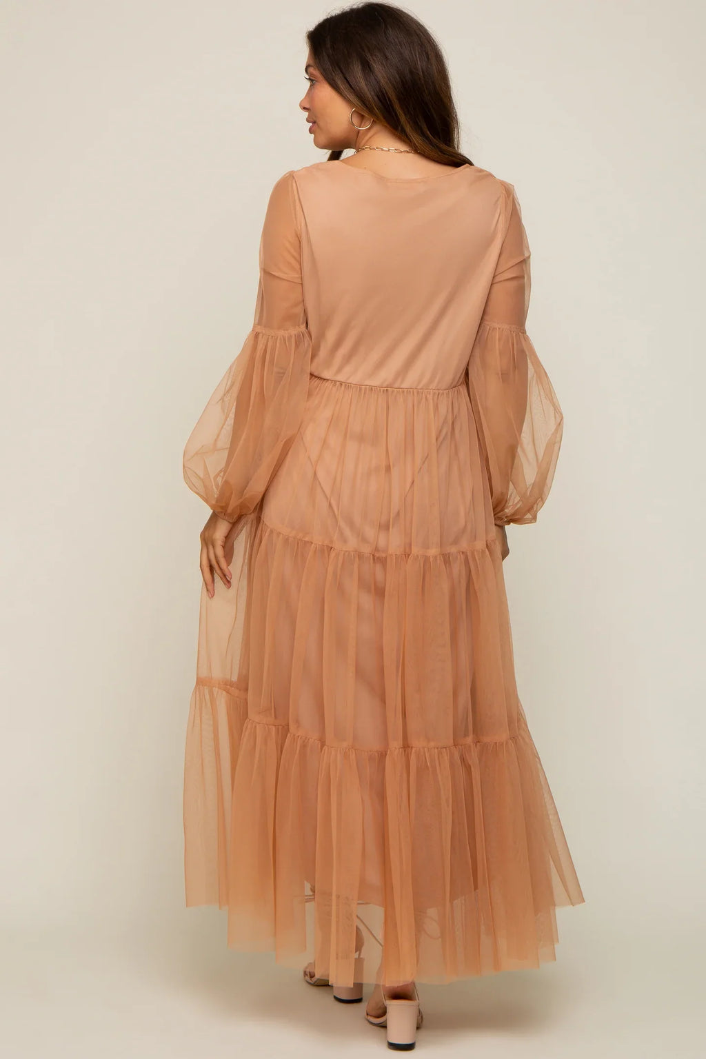 Mesh Tiered Maternity Dress SY026