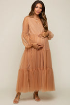 Mesh Tiered Maternity Dress SY026