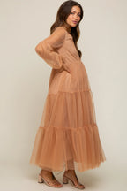 Mesh Tiered Maternity Dress SY026