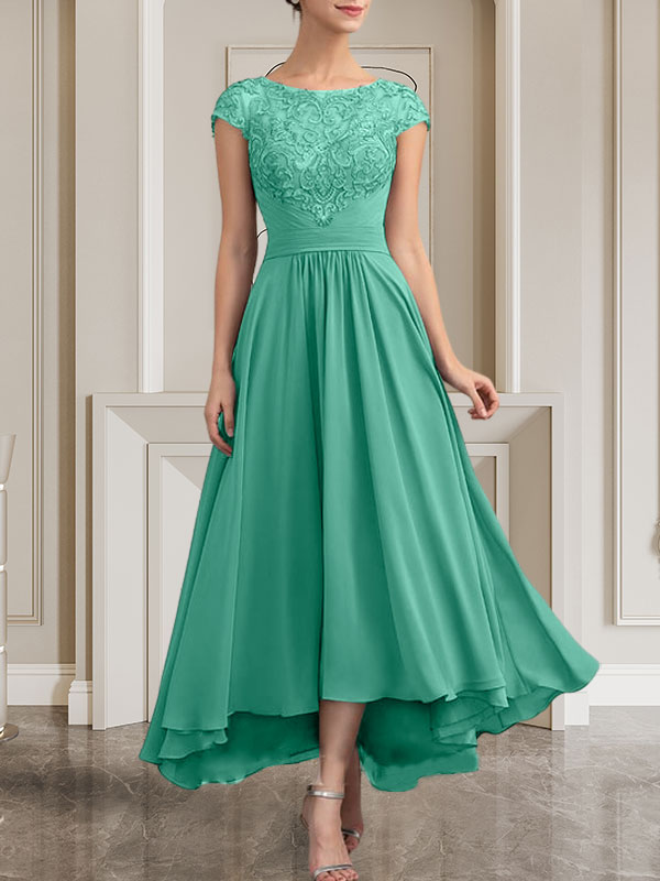 Vestido de gasa con encaje y lentejuelas para madre de la novia, corte A, largo hasta el suelo