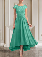 Vestido de gasa con encaje y lentejuelas para madre de la novia, corte A, largo hasta el suelo