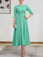 Vestido de gasa con encaje, corte A, ilusión, largo hasta la rodilla, para madre de la novia, con lentejuelas y abalorios