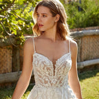 Modern Spaghetti Straps Wedding Dress A-Line New 2023 Civil Bride Bride A-Line Tulle Sweep Train Vestidos De Novia-payinti