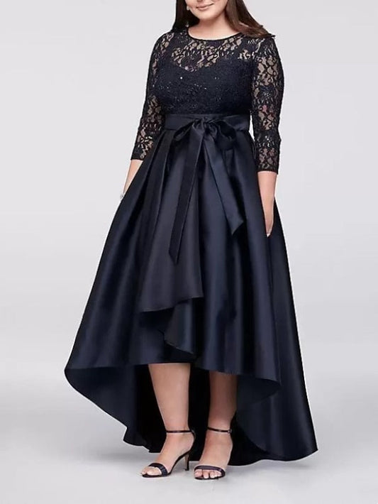 Vestidos de madre de la novia asimétricos de corte A/princesa con escote redondo