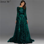 Muslim Wine Red A-Line Luxury Wedding dress 2025 Vintage Long Sleeve Sequined  Evening Gowns  Plus Size  LA60799