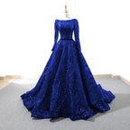 Muslim Wine Red A-Line Luxury Wedding dress 2025 Vintage Long Sleeve Sequined  Evening Gowns  Plus Size  LA60799